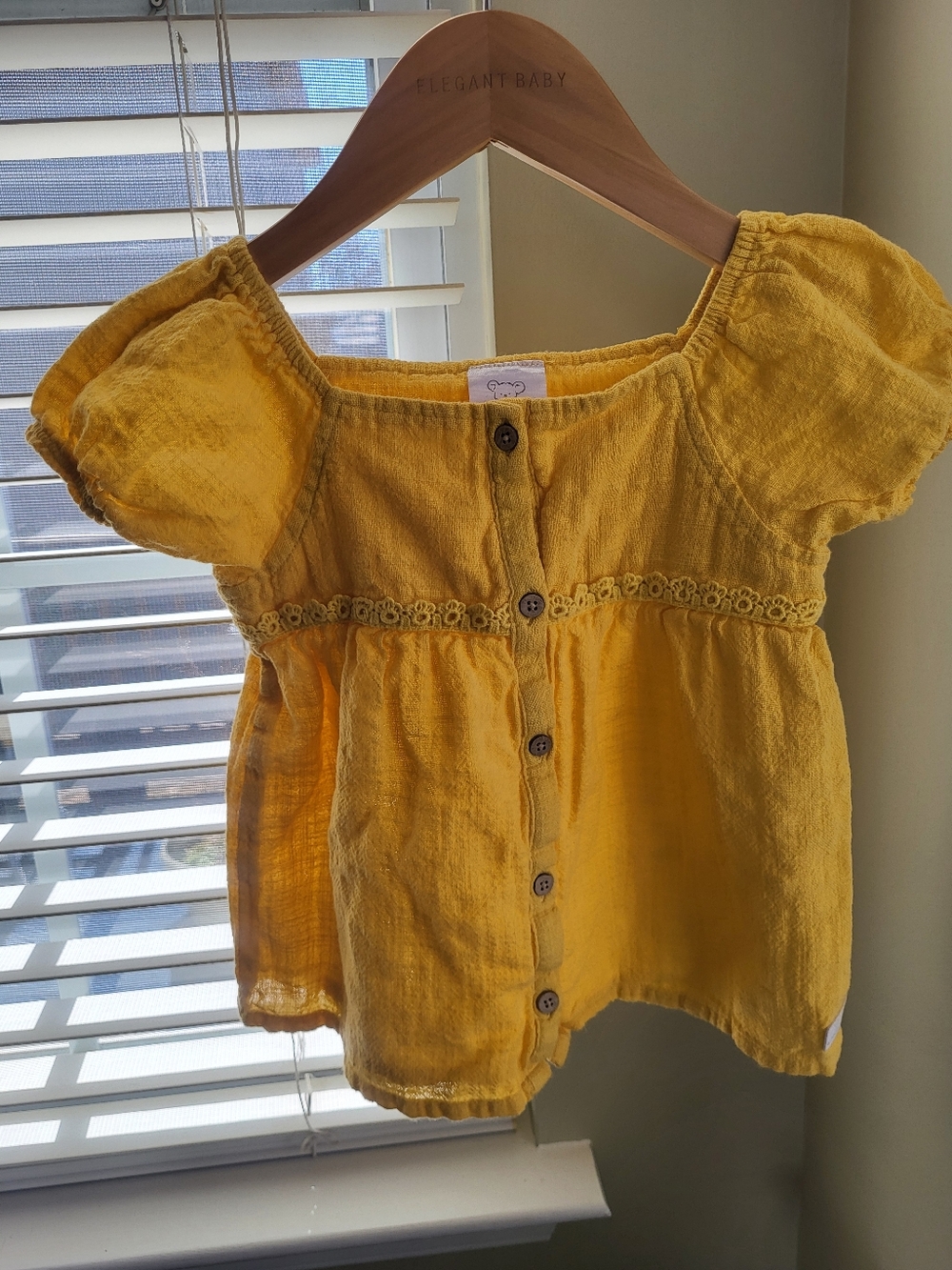 Koala Kids Golden Yellow Button-Front Babydoll Top For Toddler Girl
